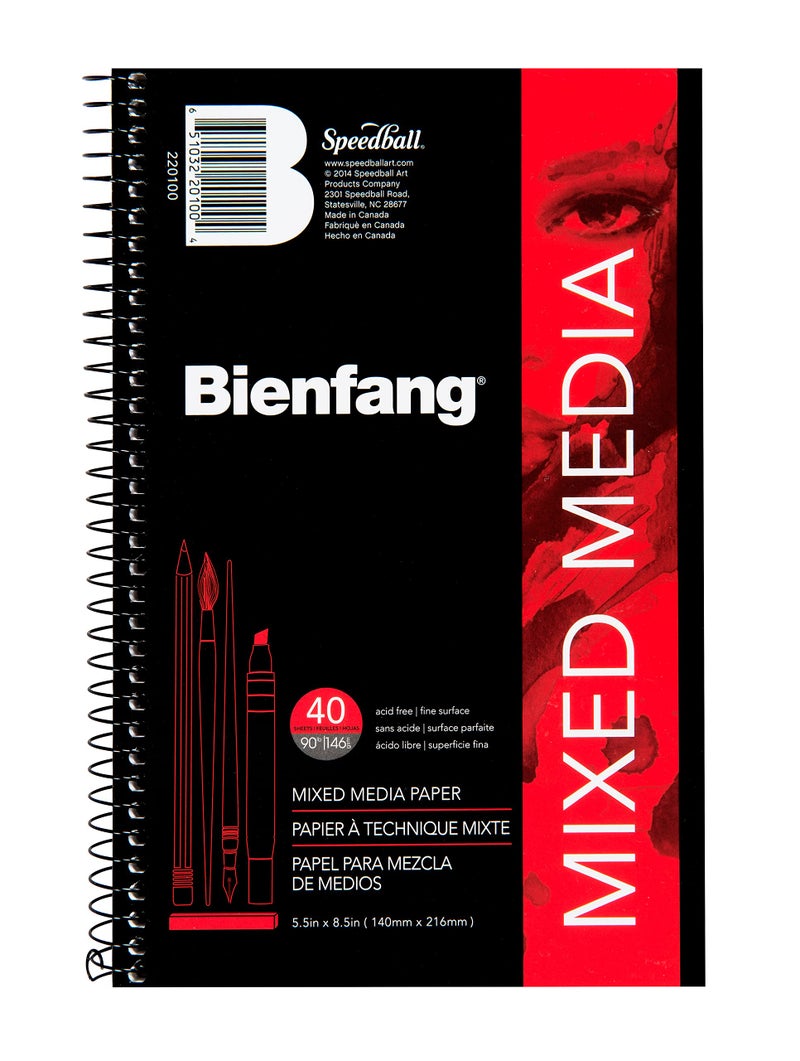 Bienfang Mixed Media Pad, 5.5x8.5 Inches, 40-Sheets Artist Paper, Spiral-Bound Sketchbook, 90lb,146gsm - Image 1